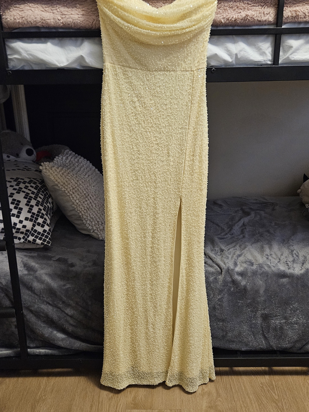 Strapless Light Yellow Evening Dress